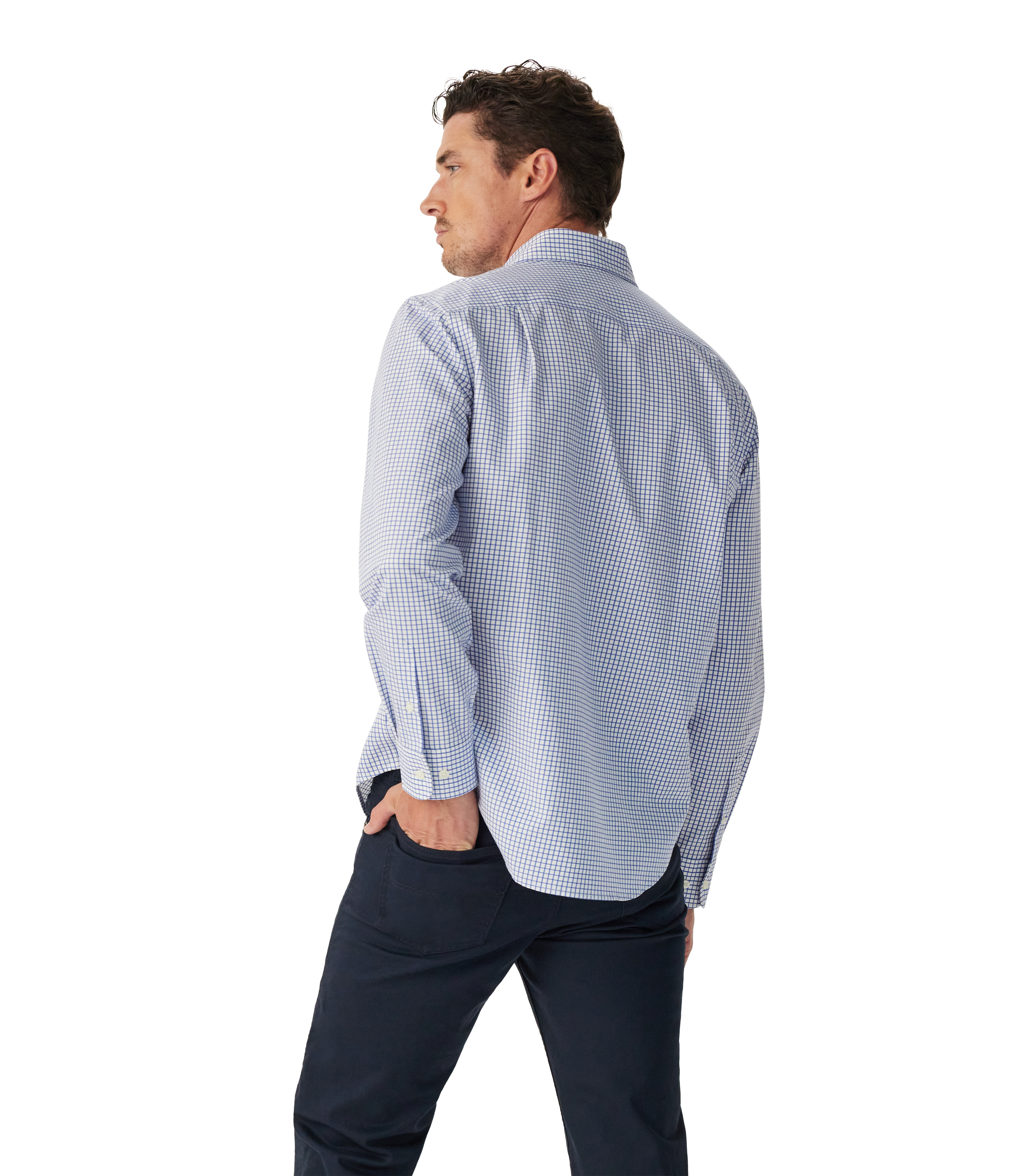 Brunswick Twill Check Shirt - White Blue