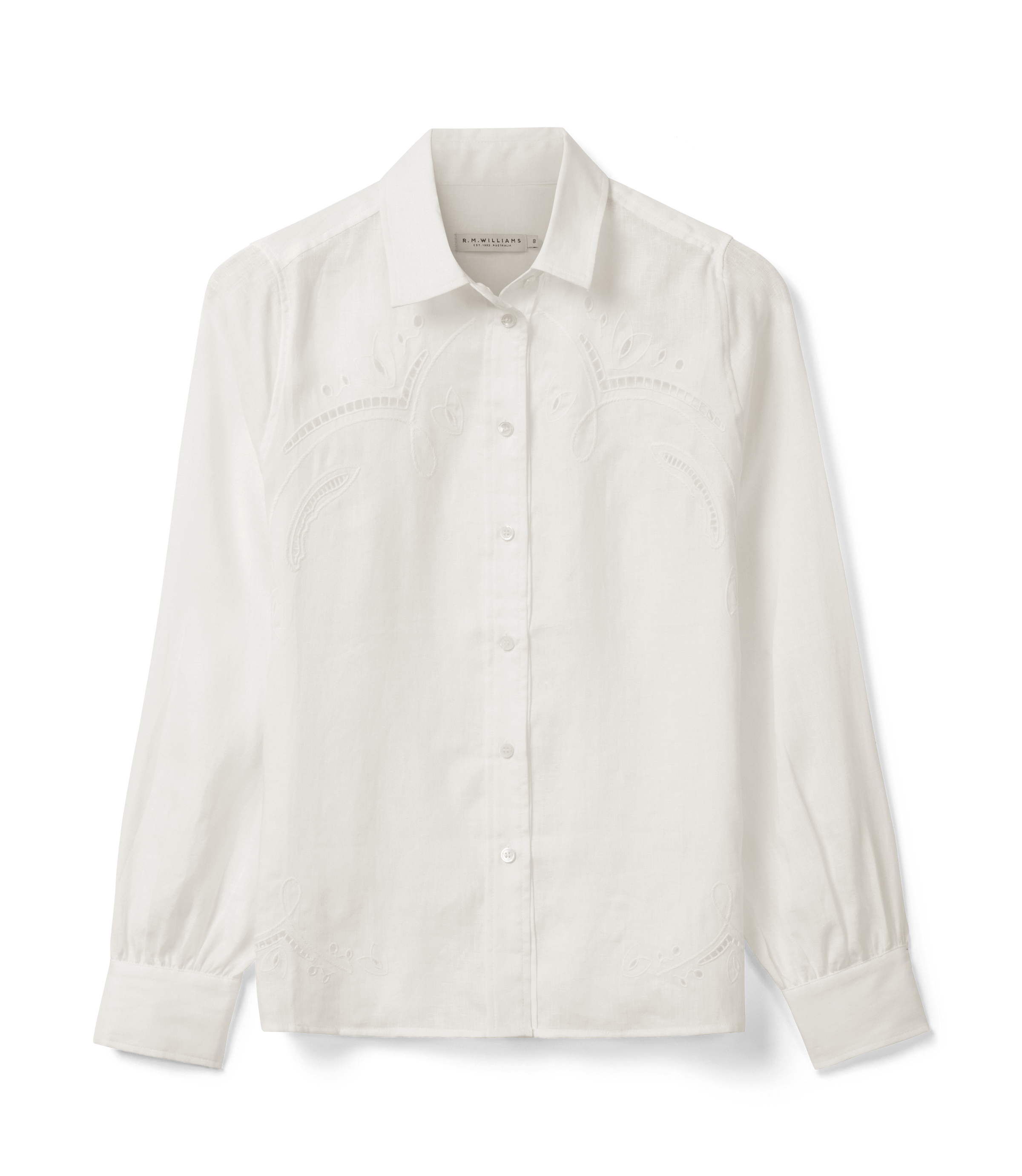 Broderie Linen Shirt - White
