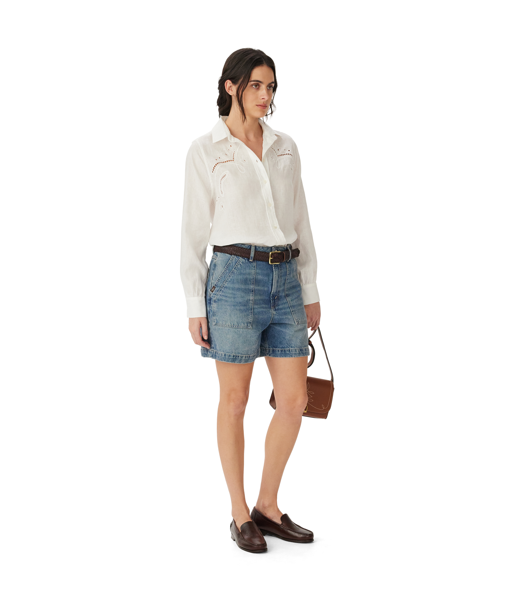 Broderie Linen Shirt - White