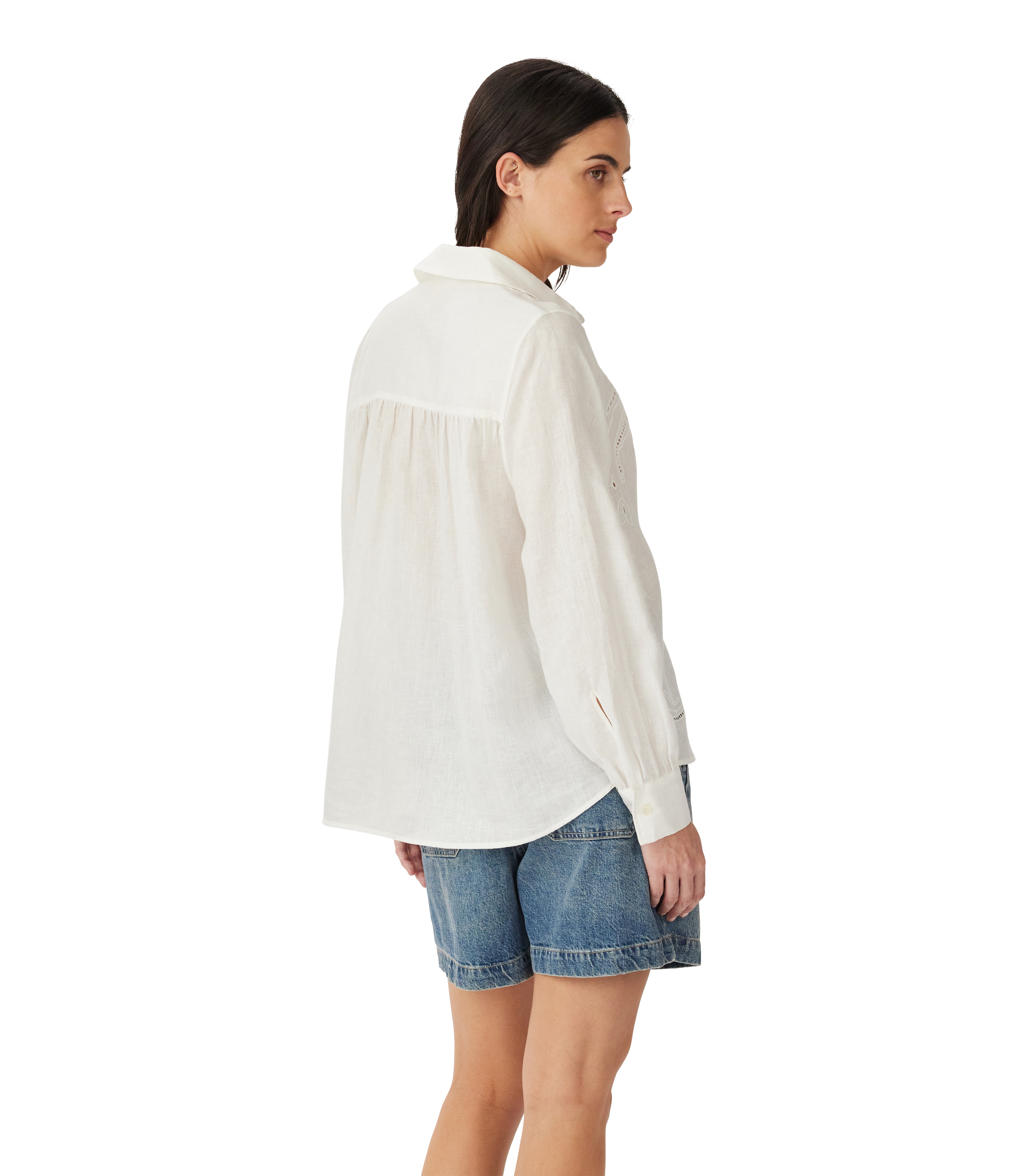 Broderie Linen Shirt - White