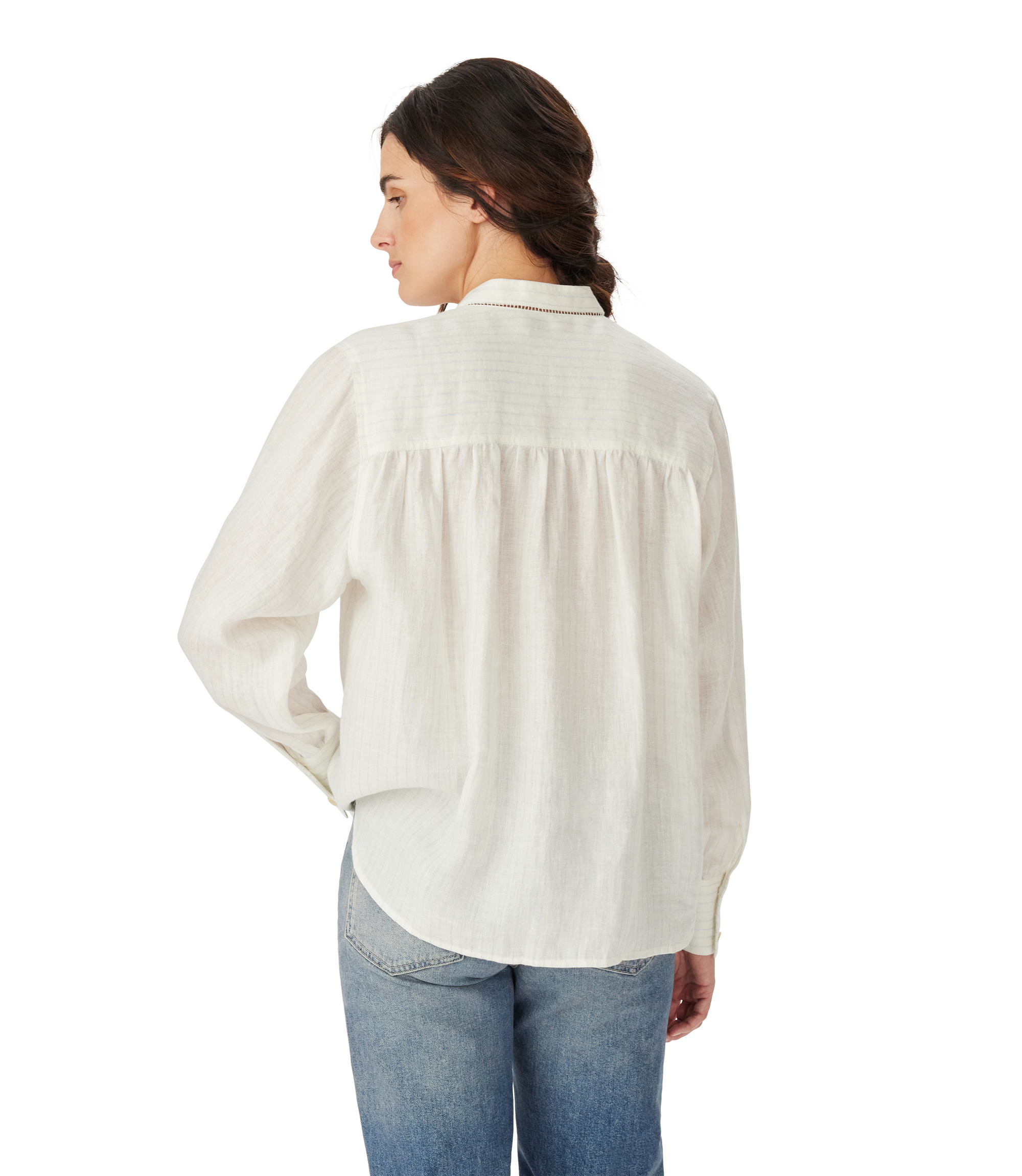 Lawrie Linen Stripe Shirt - Blue White