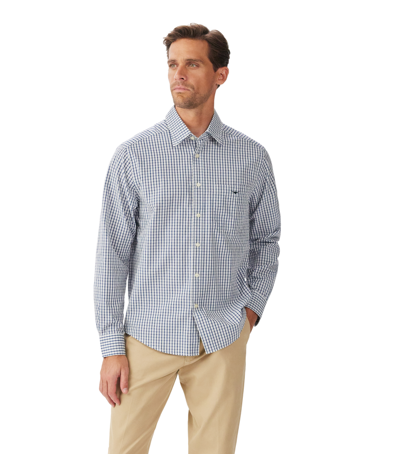 Augusta Classic Poplin Shirt - White Blue