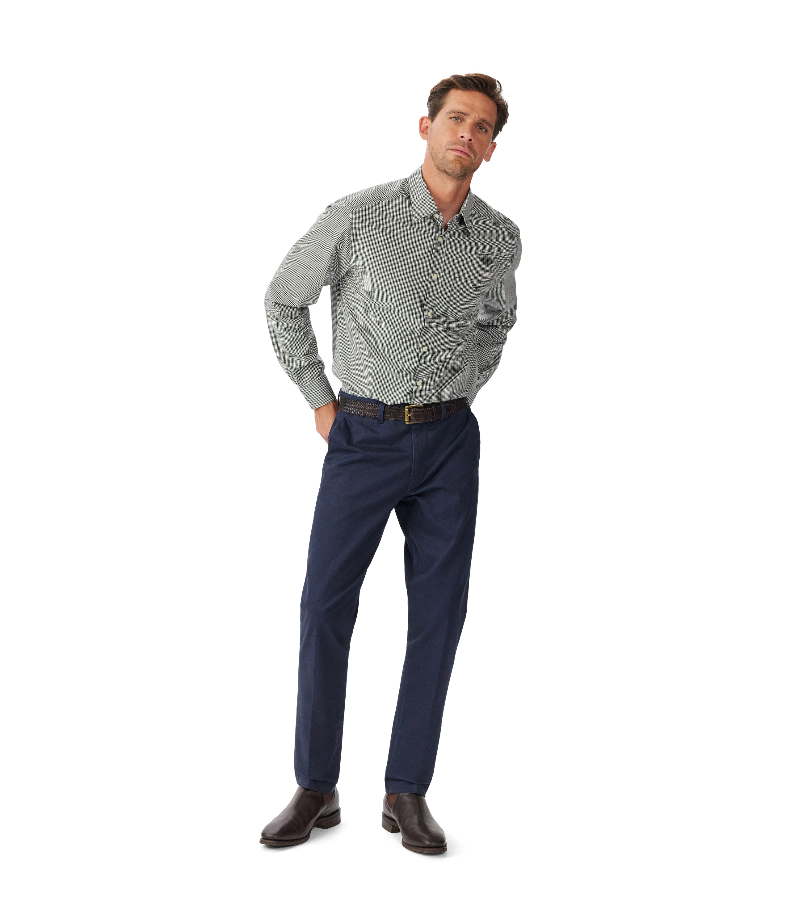Quinn Poplin Shirt - Navy Green