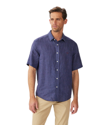 Newman Linen SS Shirt - Navy