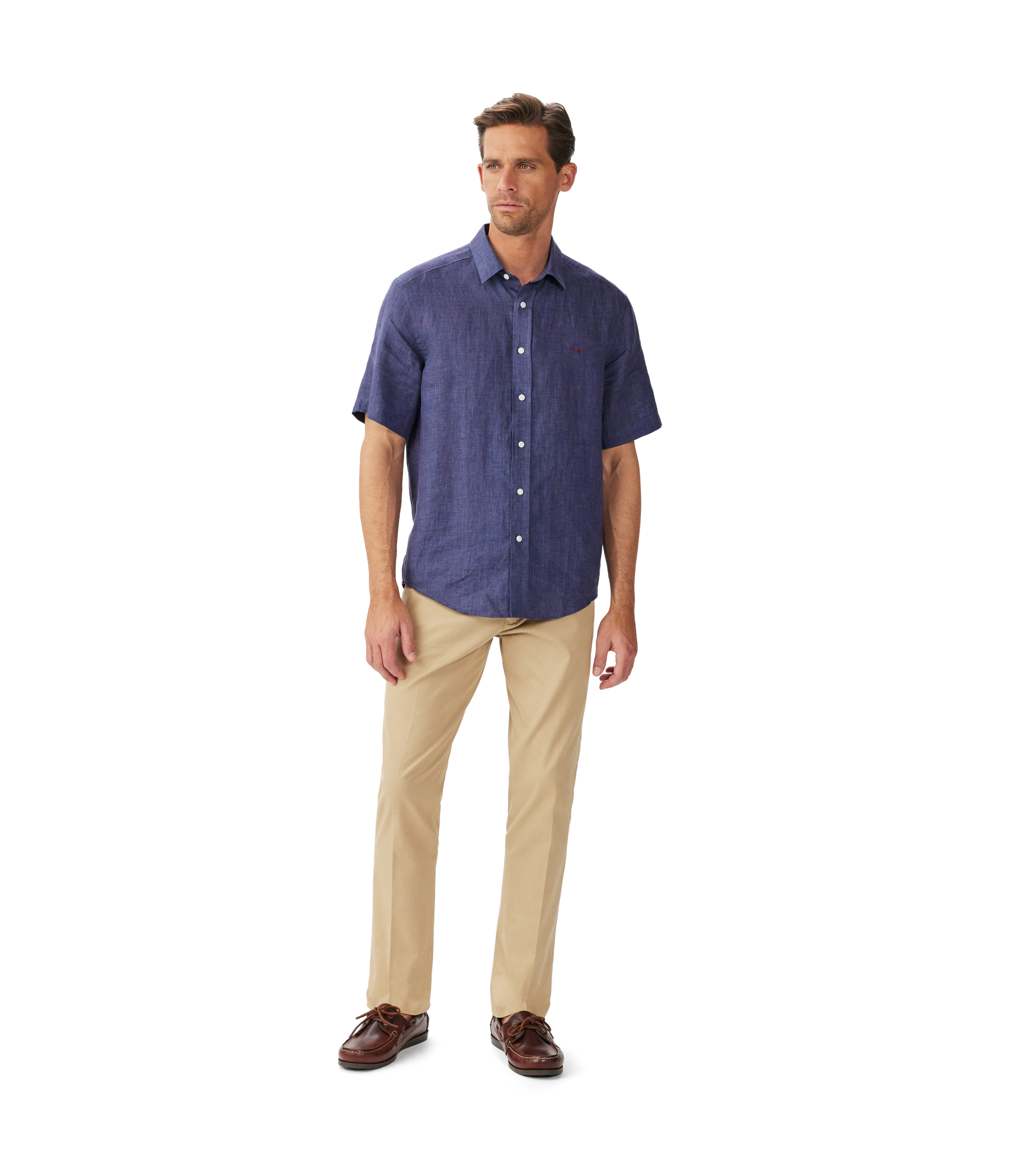 Newman Linen SS Shirt - Navy