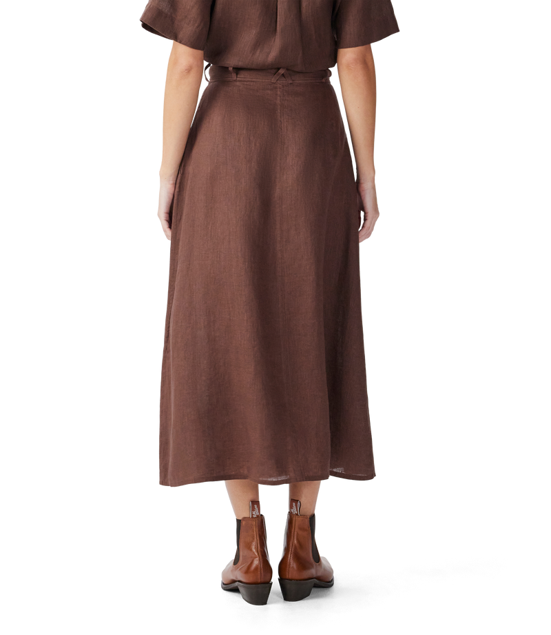 Kierle Linen Wrap Skirt - Cocoa