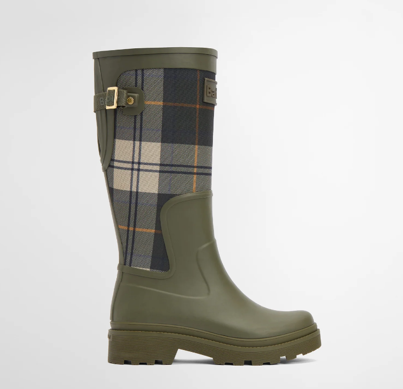 Barbour Dena Tall Welly - Olive/Ancient Tartan