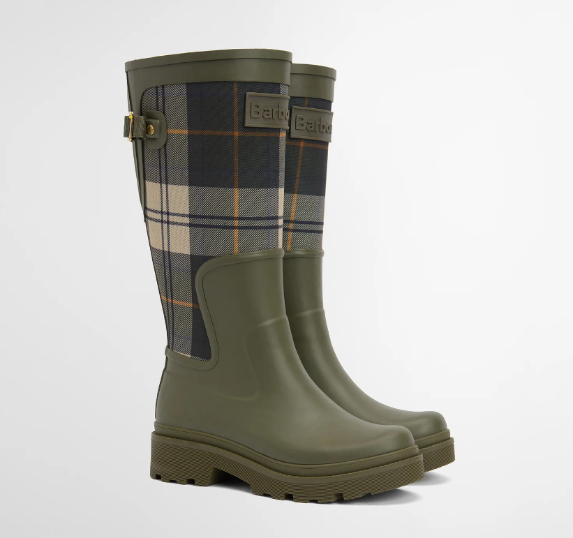 Barbour Dena Tall Welly - Olive/Ancient Tartan