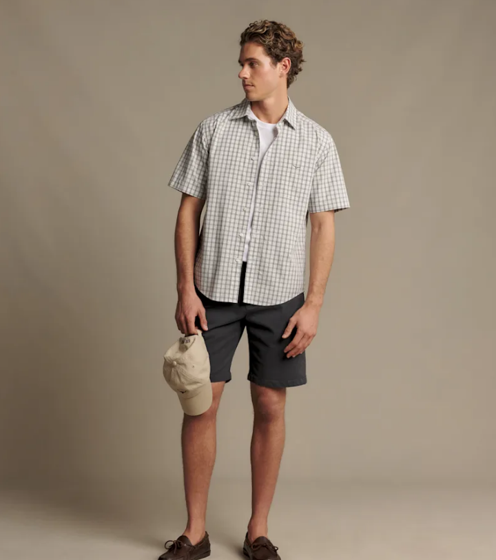 Winton Poplin Check SS Shirt - White
