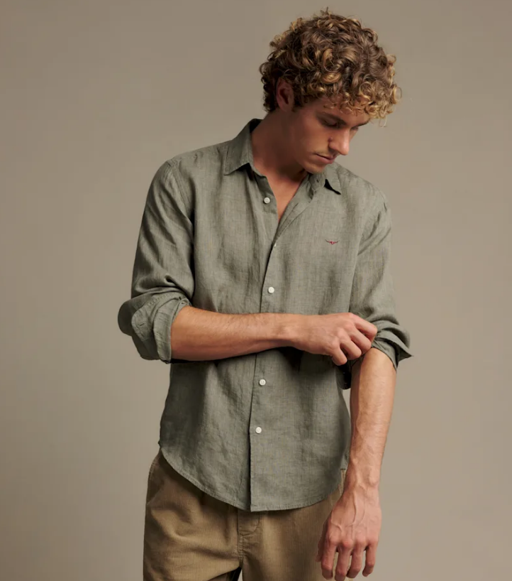 Newman linen shirt - Forest Green