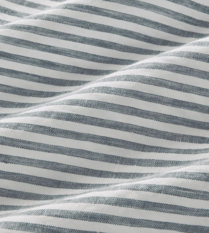 Tuck linen stripe dress