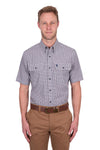 Mens Will Check 2Pkt SS Shirt - Navy Tan