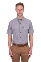 Thomas Cook Mens Will Check 2Pkt Short Sleeve Shirt - Navy Tan