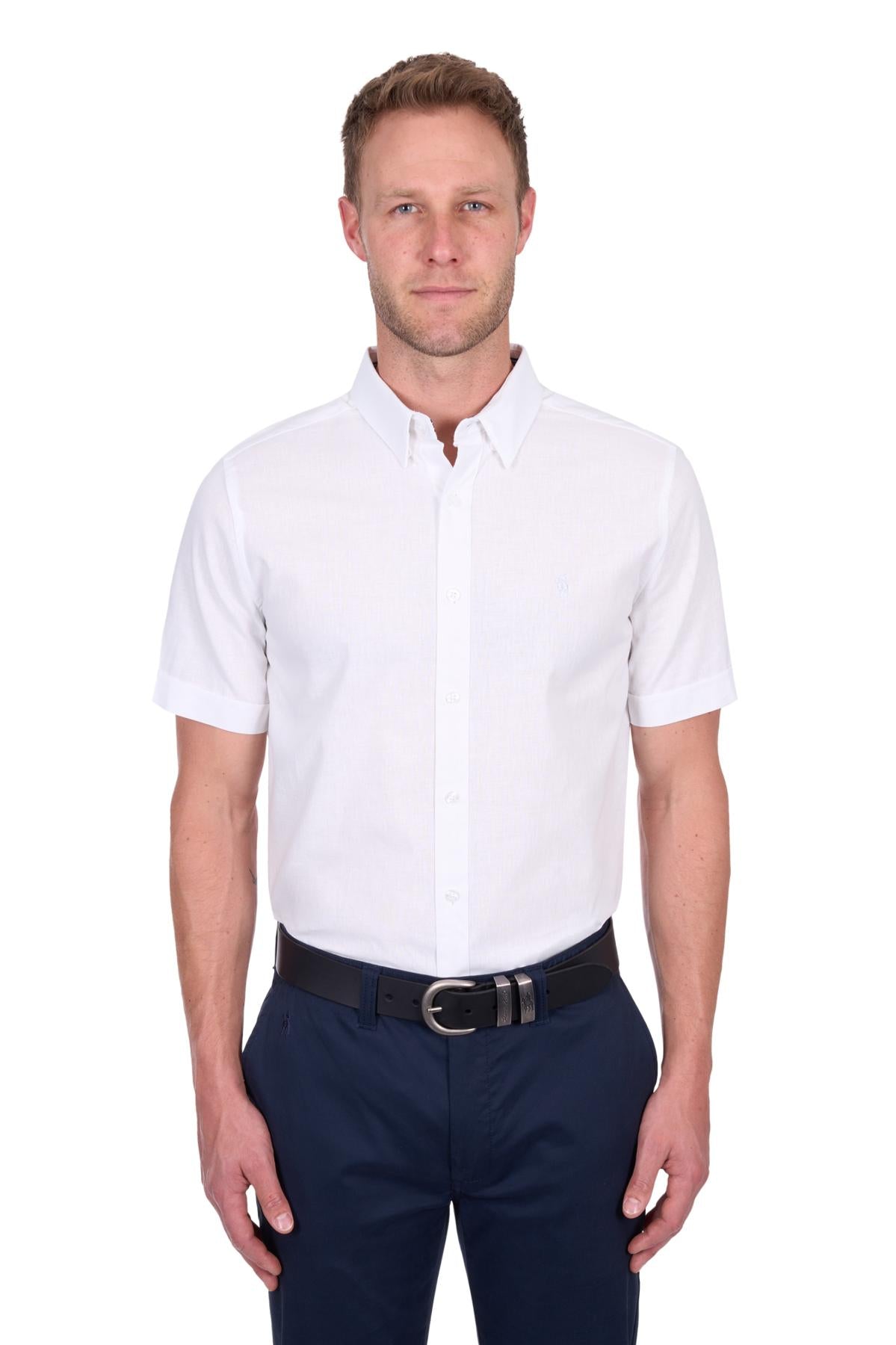 Thomas Cook Mens Linen Short Sleeve Shirt - White