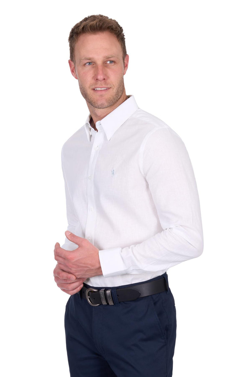 Mens TC Linen LS Shirt - White