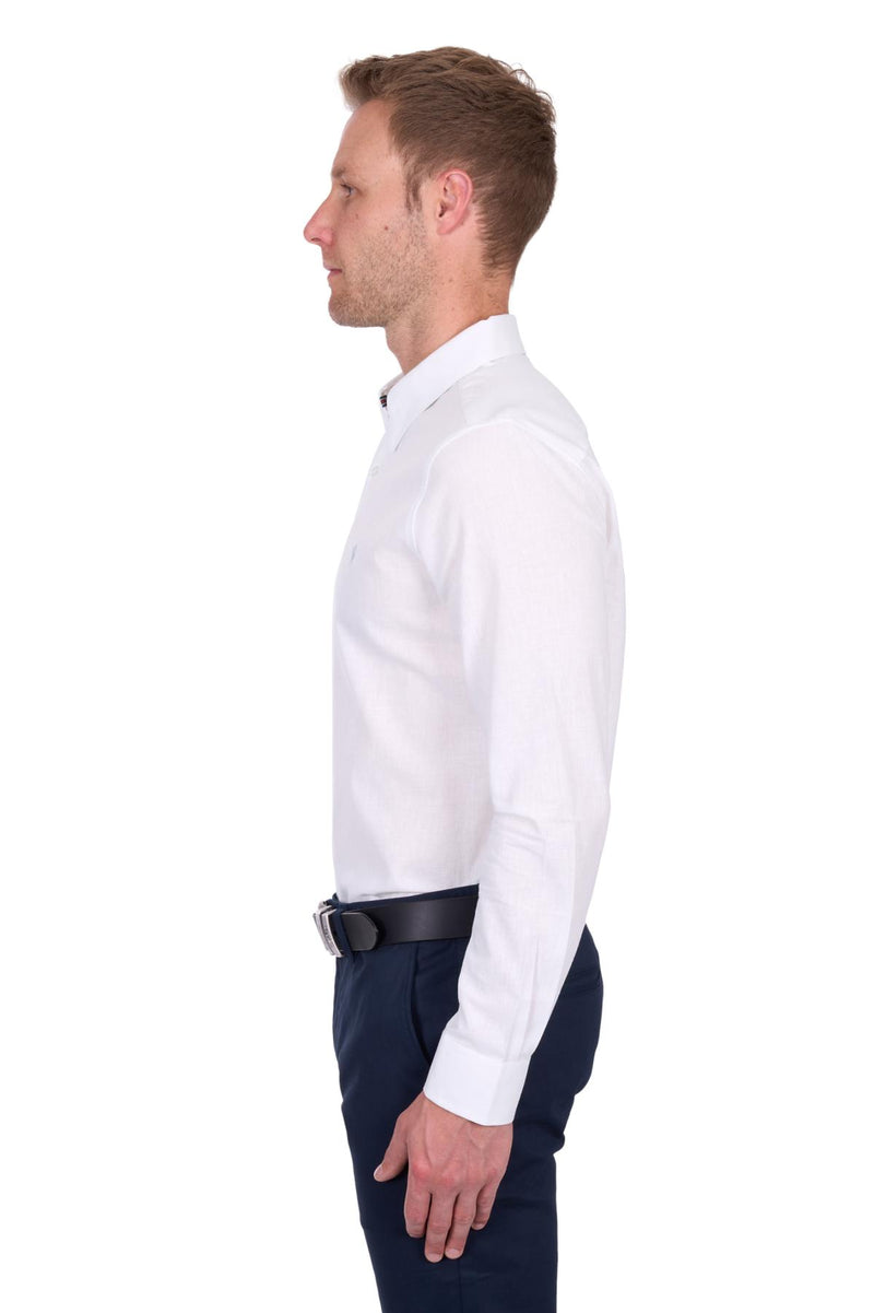 Mens TC Linen LS Shirt - White