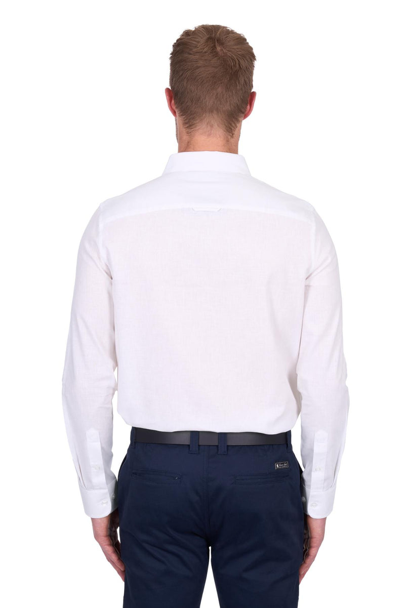 Mens TC Linen LS Shirt - White