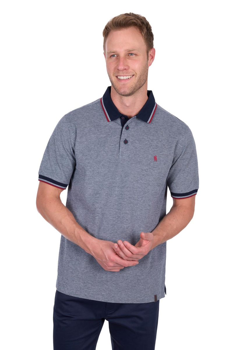 Mens Dan Tailored SS Polo - Navy Marle