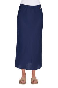 Womens Priscilla Linen Skirt - Navy