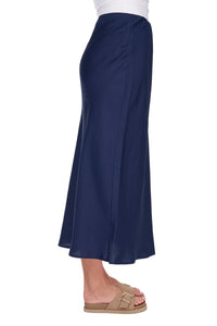 Womens Priscilla Linen Skirt - Navy