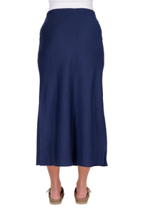 Womens Priscilla Linen Skirt - Navy
