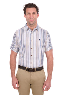 Thomas Cook Max Linen SS Shirt - Navy/Tan