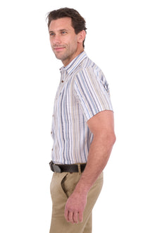 Thomas Cook Max Linen SS Shirt - Navy/Tan