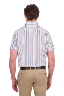 Thomas Cook Max Linen SS Shirt - Navy/Tan