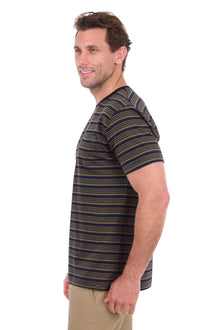 Thomas Cook Oliver Stripe 1 Pkt SS Tee - Navy/Dark Tan