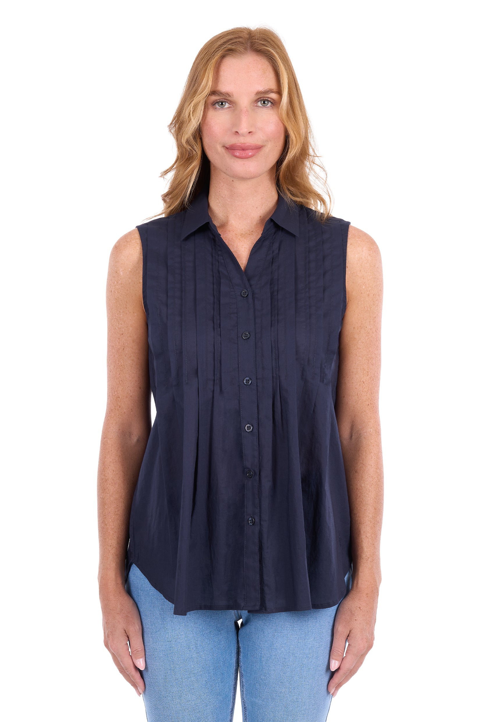 Thomas Cook Pearl Sleeveless Shirt - Navy