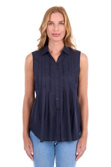 Thomas Cook Pearl Sleeveless Shirt - Navy