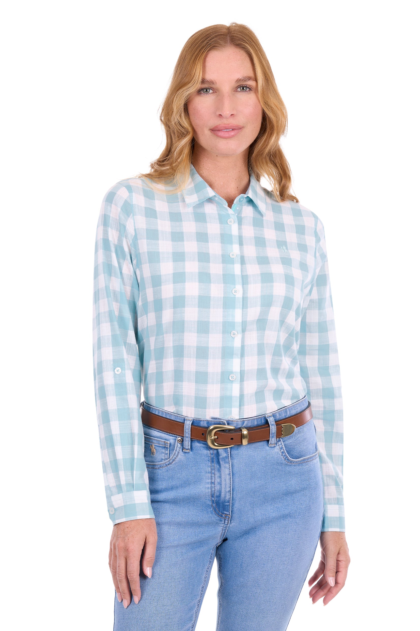 Thomas Cook Eliza LS Shirt - Turquoise/White
