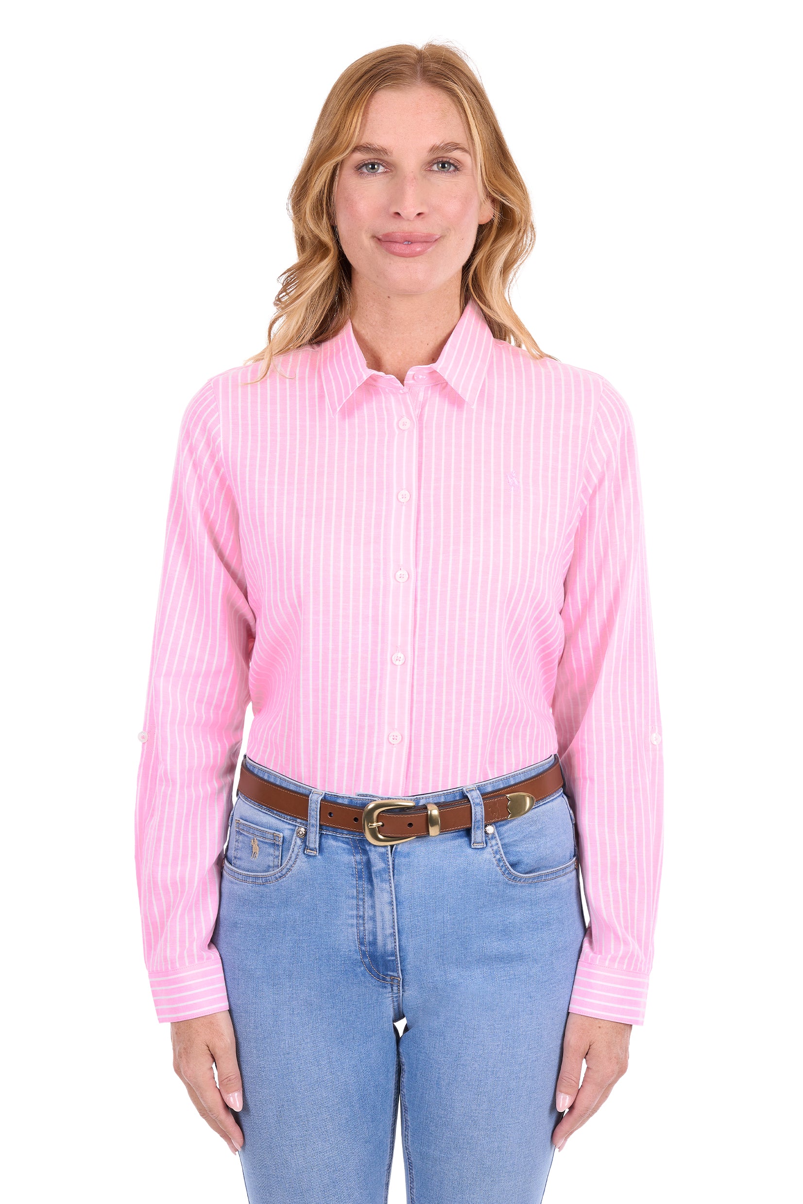 Thomas Cook Penny LS Shirt - Rose Pink/White