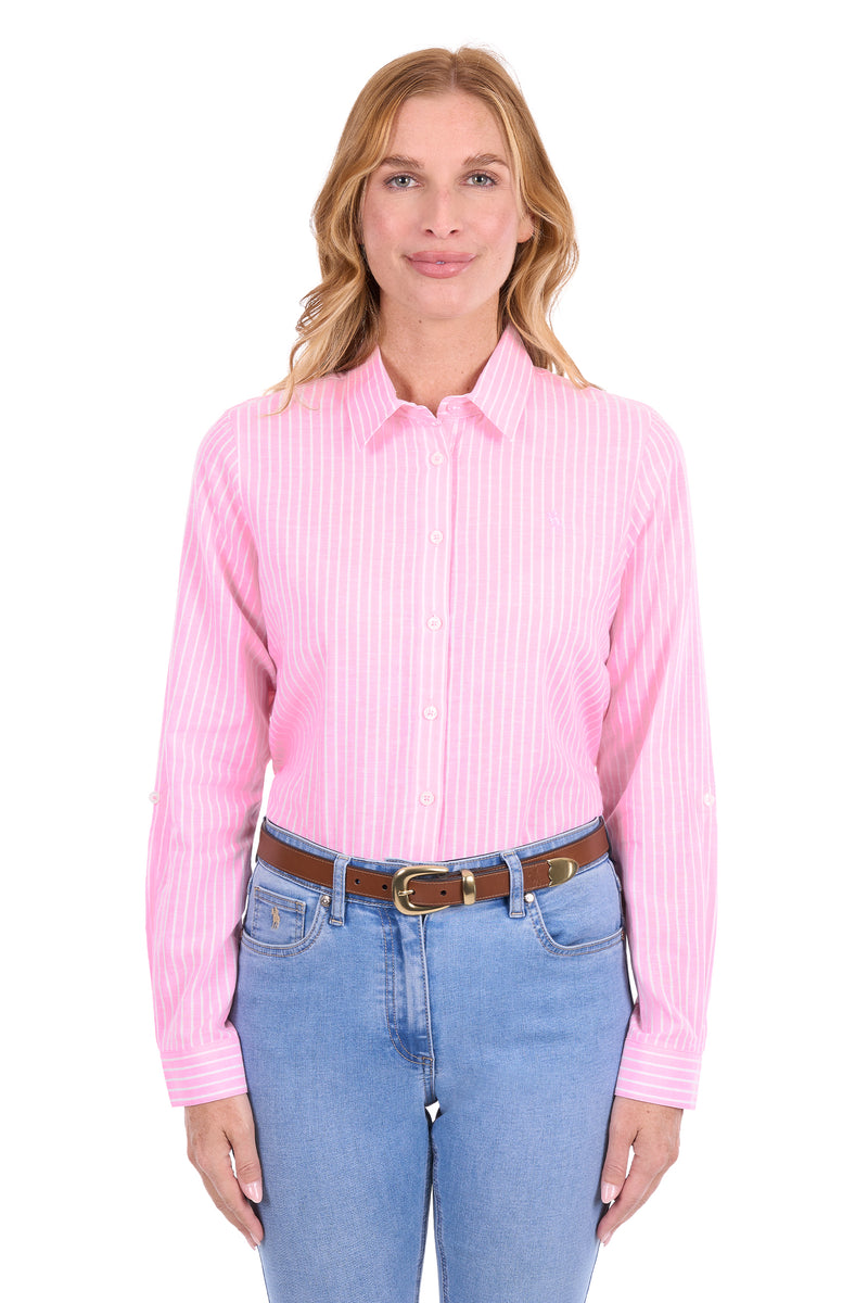 Thomas Cook Penny LS Shirt - Rose Pink/White