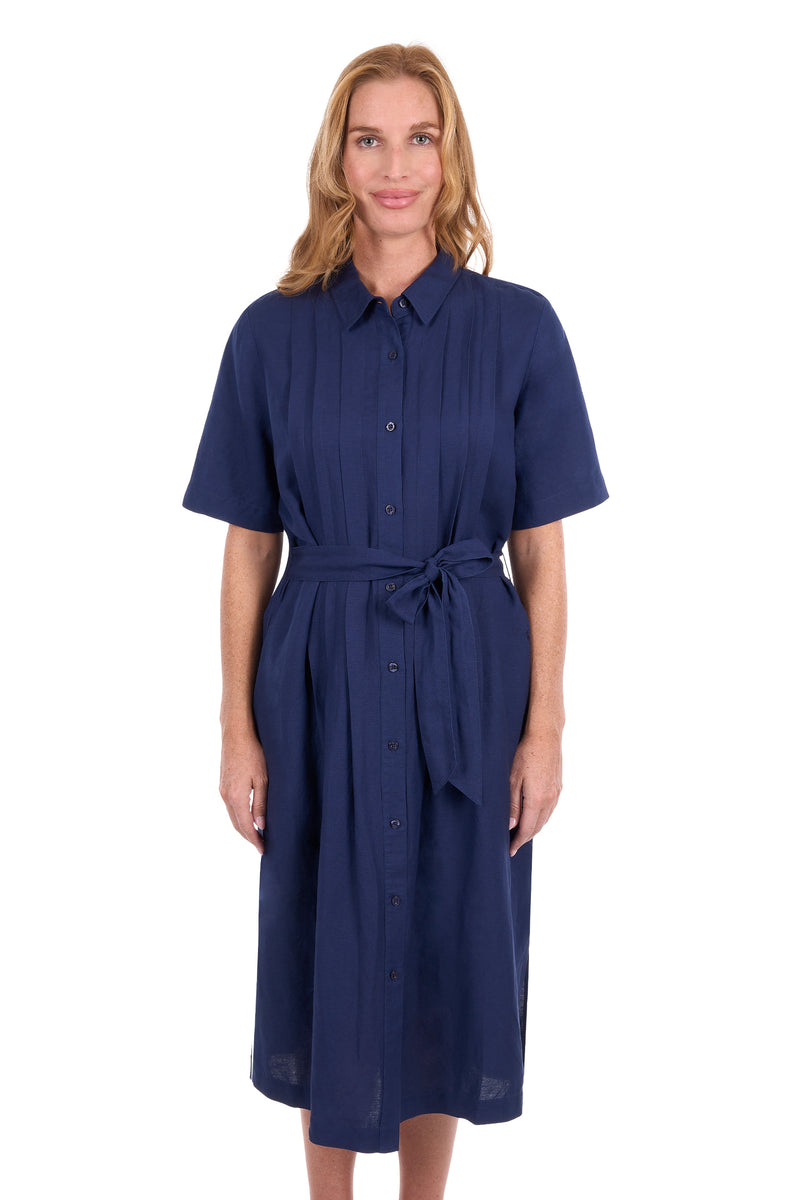 Thomas Cook Carol Linen Shirt Dress - Navy