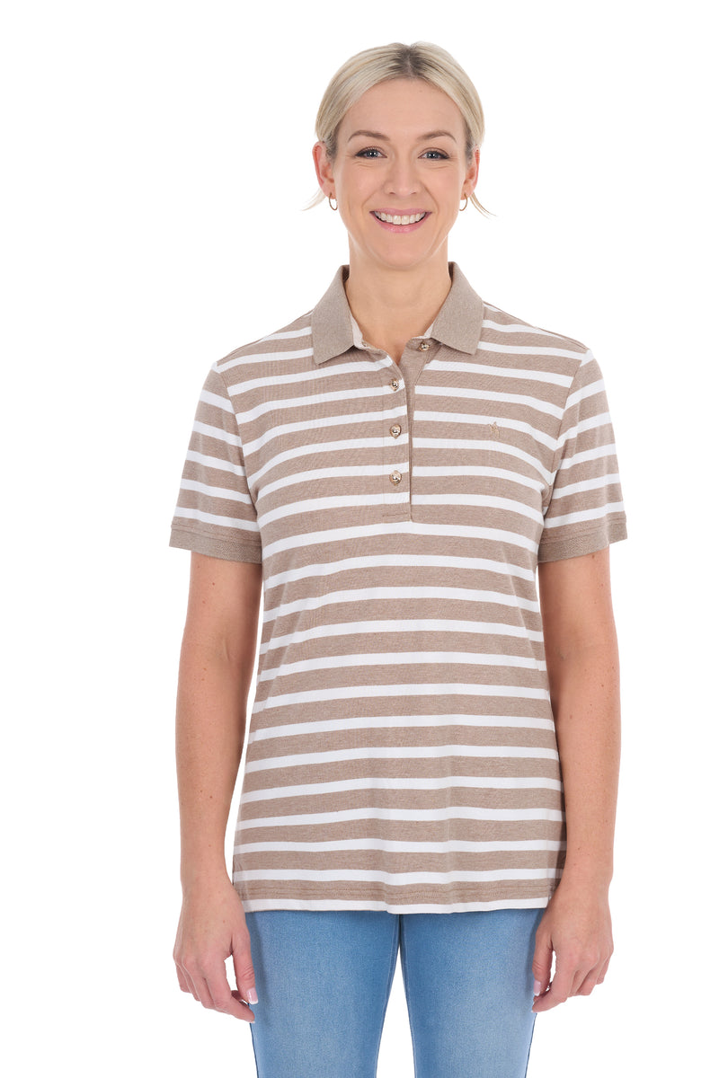 Thomas Cook Amber SS Polo - Tan Marle/White