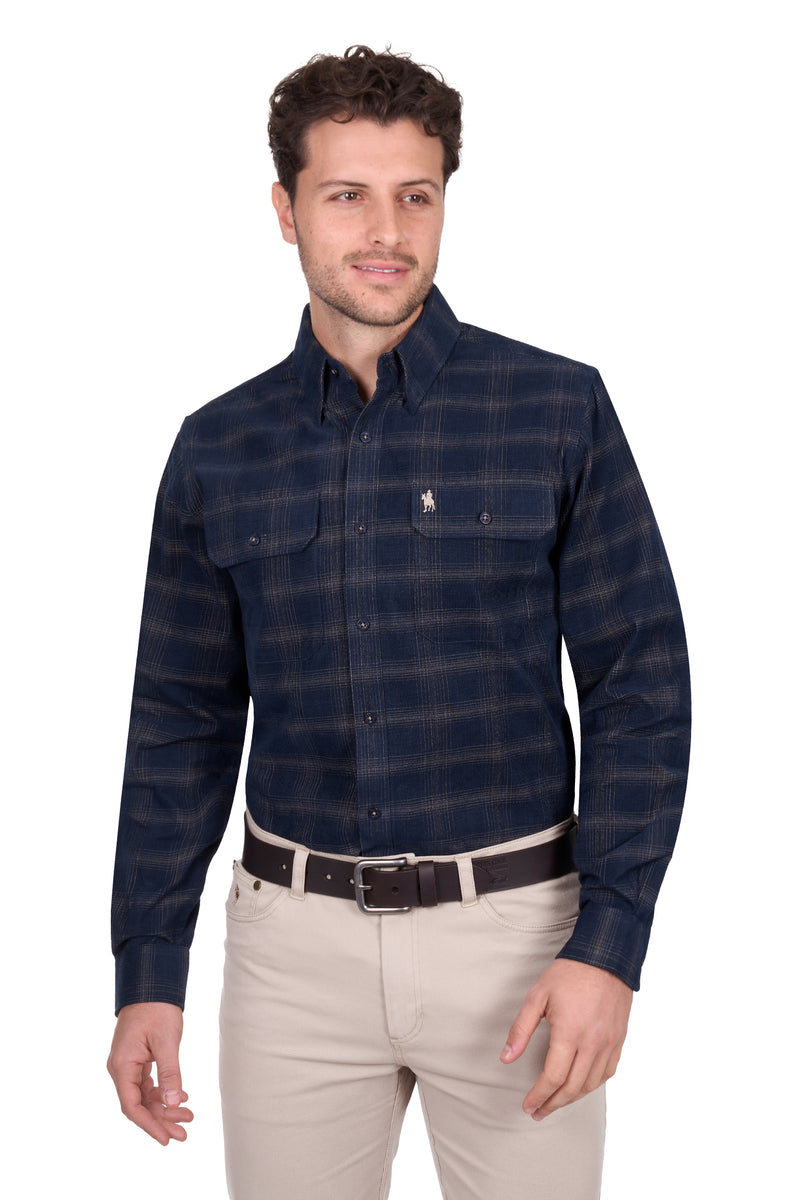 Thomas Cook Ronald Long Sleeve Shirt - Navy/Tan