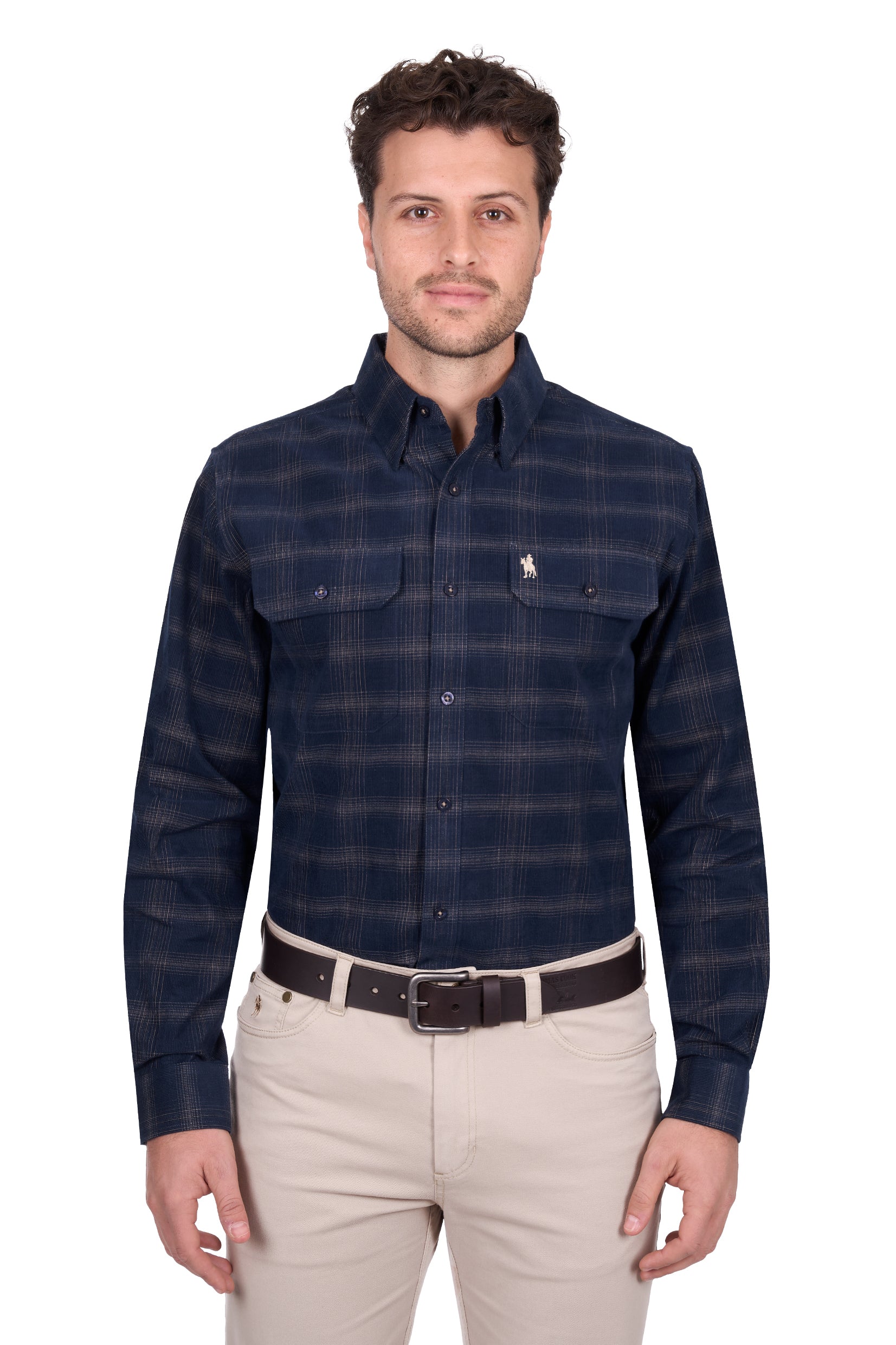 Thomas Cook Ronald Long Sleeve Shirt - Navy/Tan