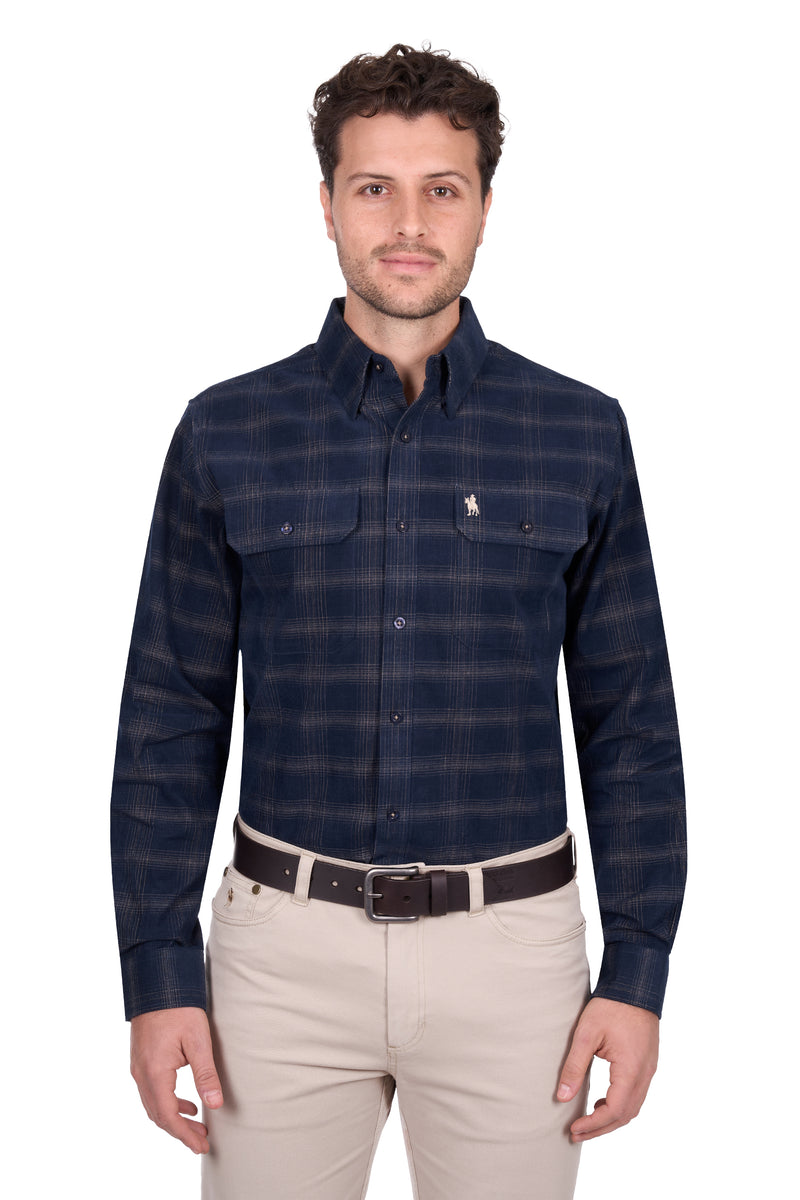 Thomas Cook Ronald Long Sleeve Shirt - Navy/Tan