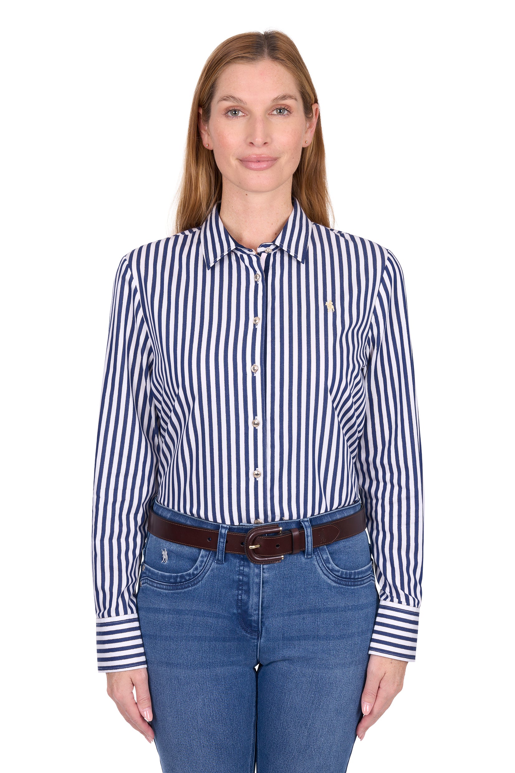 Thomas Cook Celine Long Sleeve Shirt - Navy/White