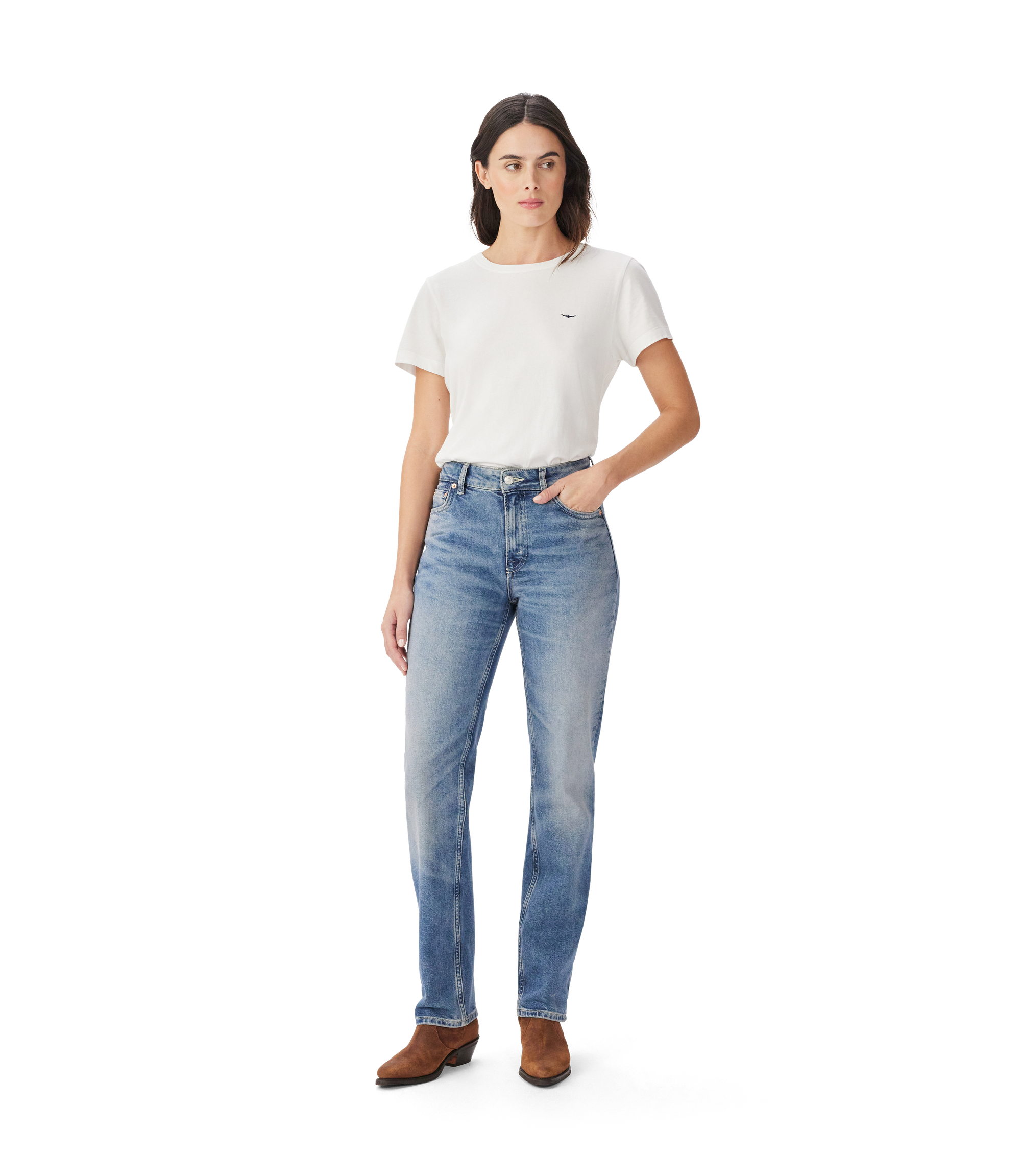 Maren Slim Straight Jean - Roughout Indigo