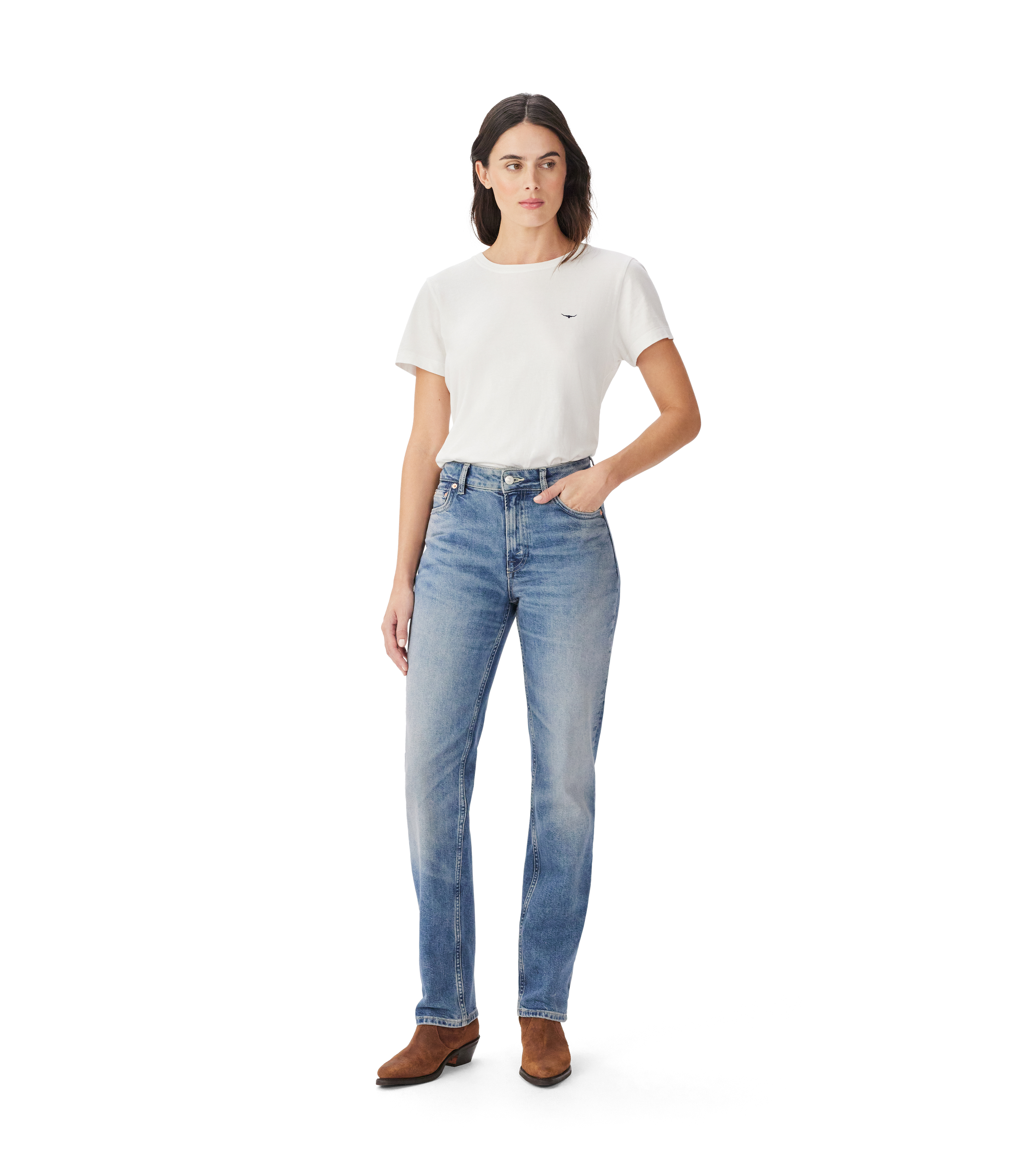 Maren Slim Straight Jean - Roughout Indigo