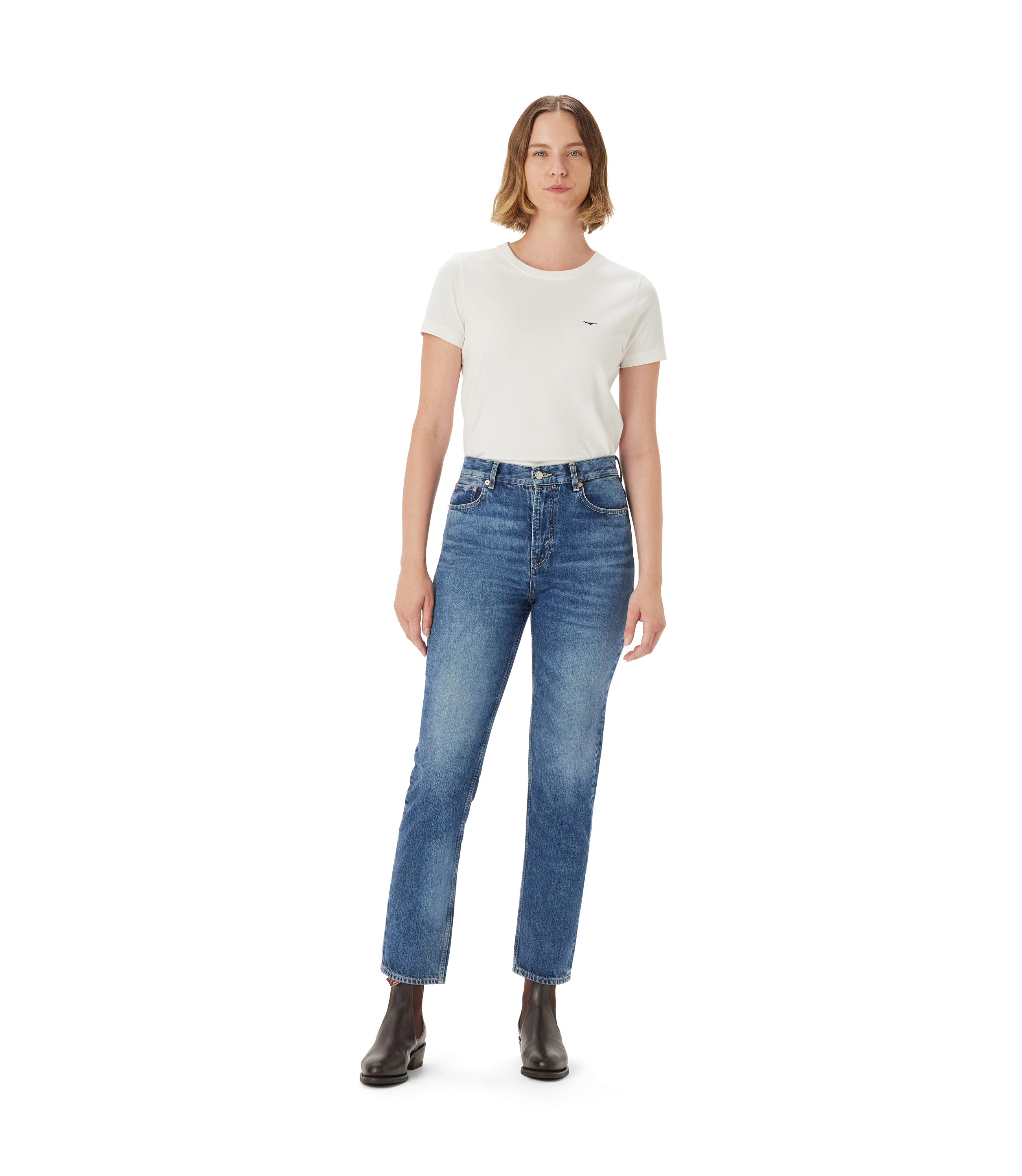 Rowe Cropped Straight Jean - Vintage Indigo