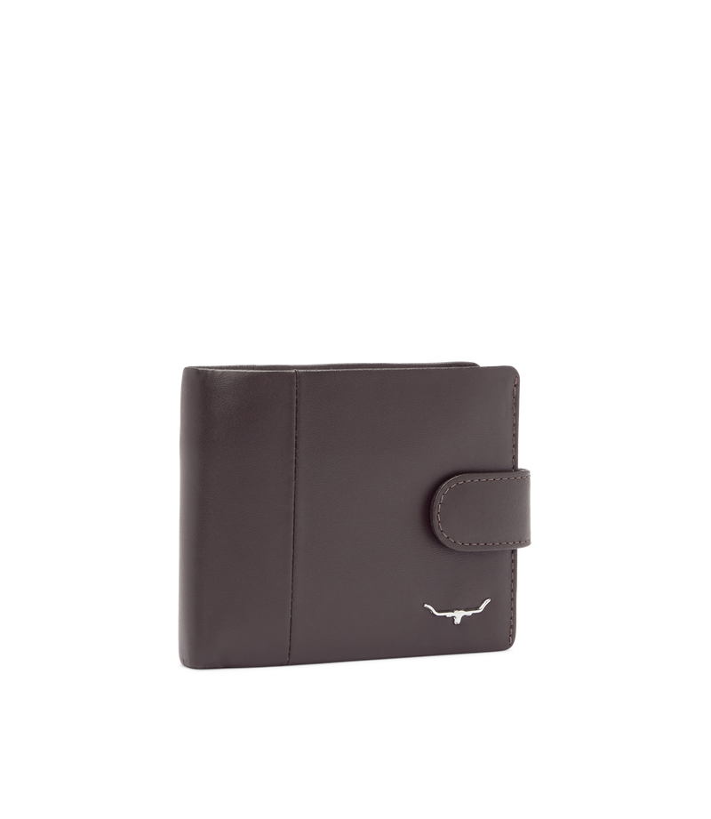 Wallet with coin pocket and tab - Brown