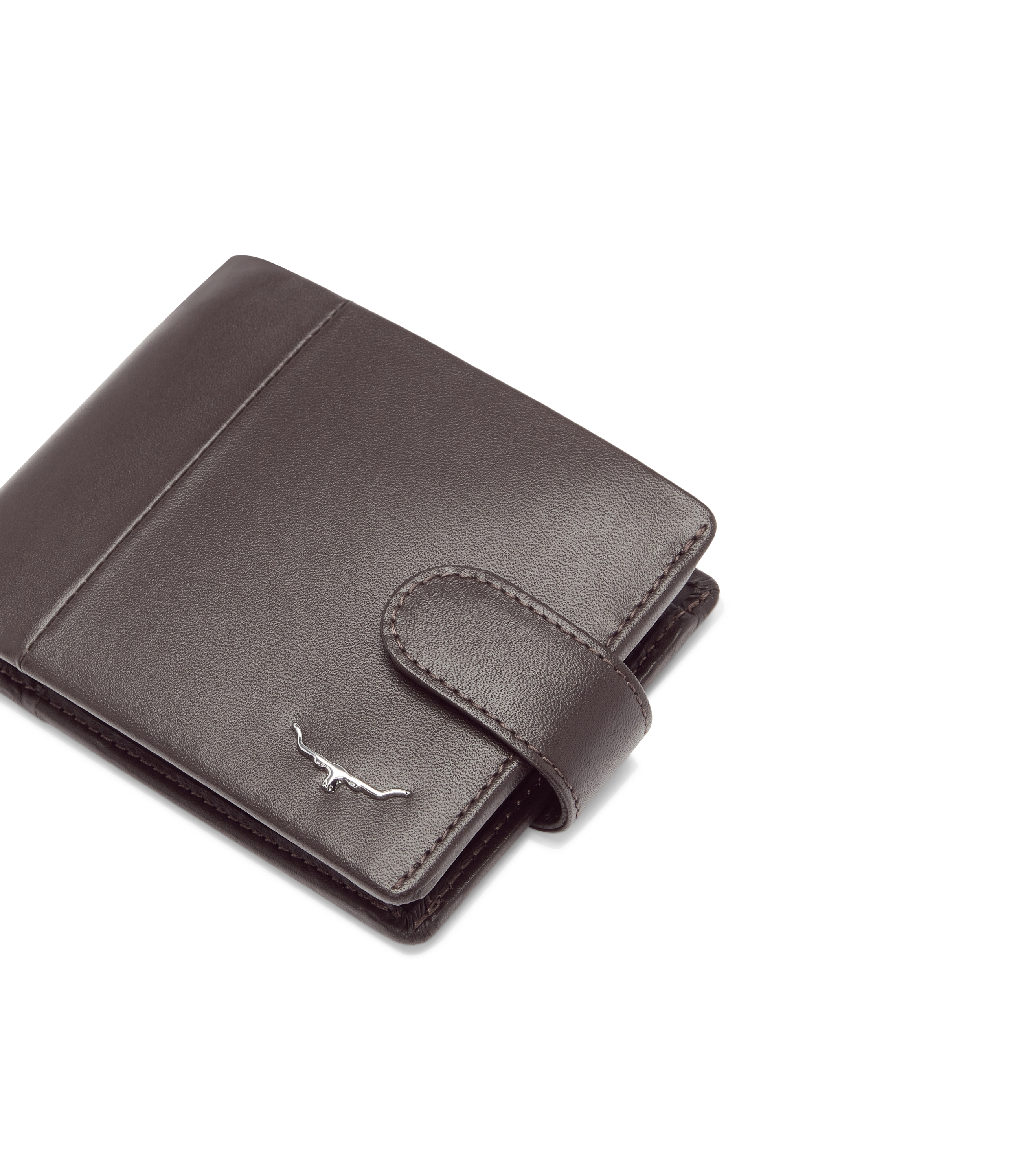 Wallet With Coin Pocket & Tab - Brown