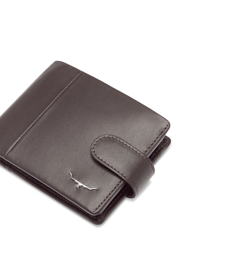 Wallet with coin pocket and tab - Brown