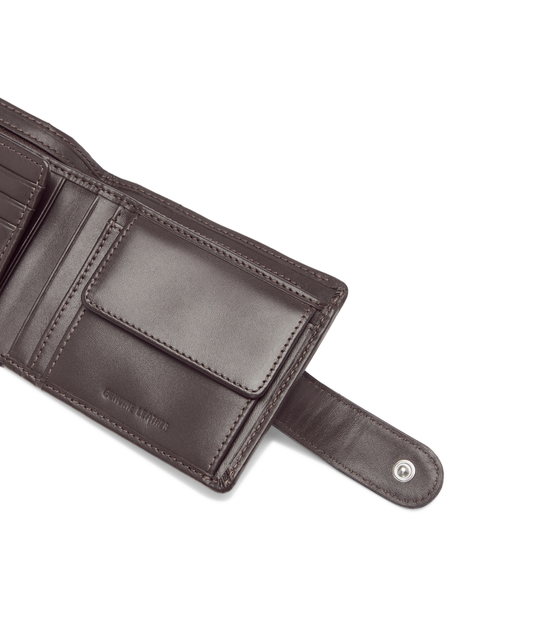 Wallet with coin pocket and tab - Brown